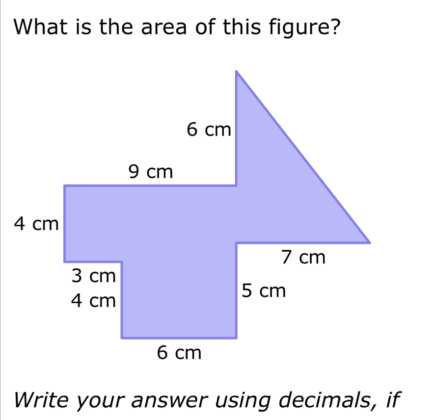 What is the area of this figure? 
Write your answer using decimals, if