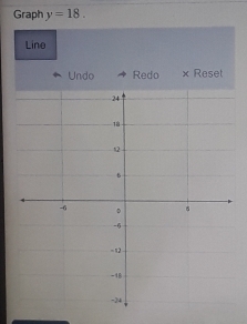 Graph y=18. 
Line 
Undo Redo × Reset