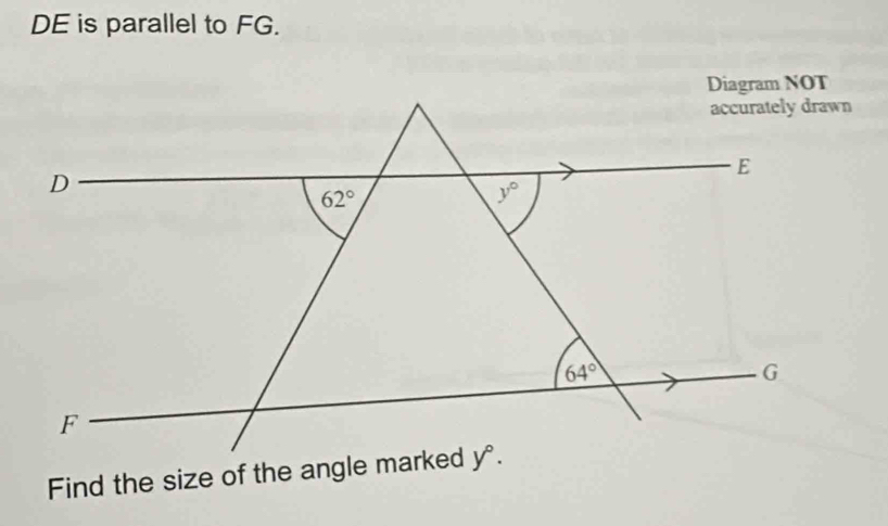 Solved: DE is parallel to FG. Diagram NOT Find the size of the angle [Math]