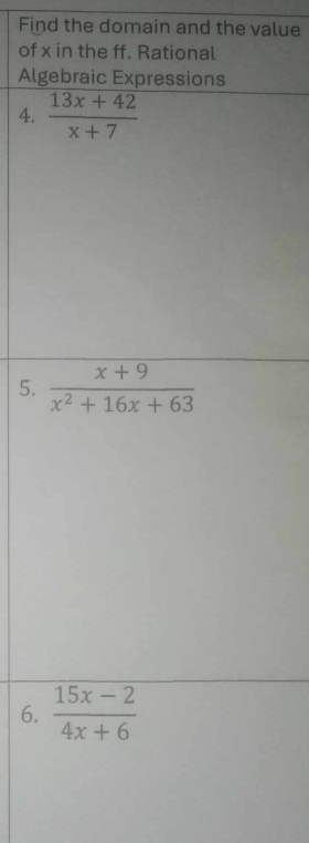 Find the domain and the value
of 
Al
4. 
5.
6.