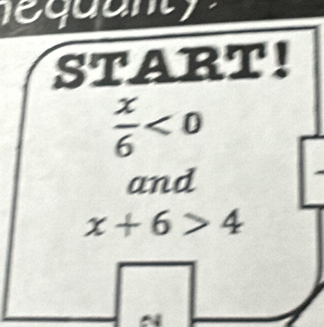 START!
 x/6 <0</tex> 
and
x+6>4