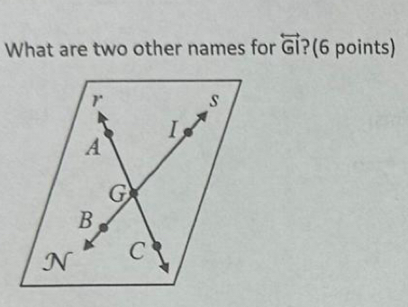 What are two other names for overleftrightarrow GI ?(6 points)