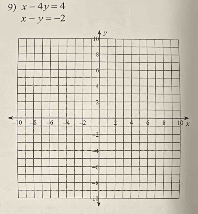 x-4y=4
x-y=-2
x