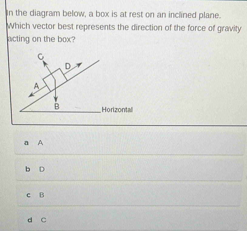 Solved: In the diagram below, a box is at rest on an inclined plane ...