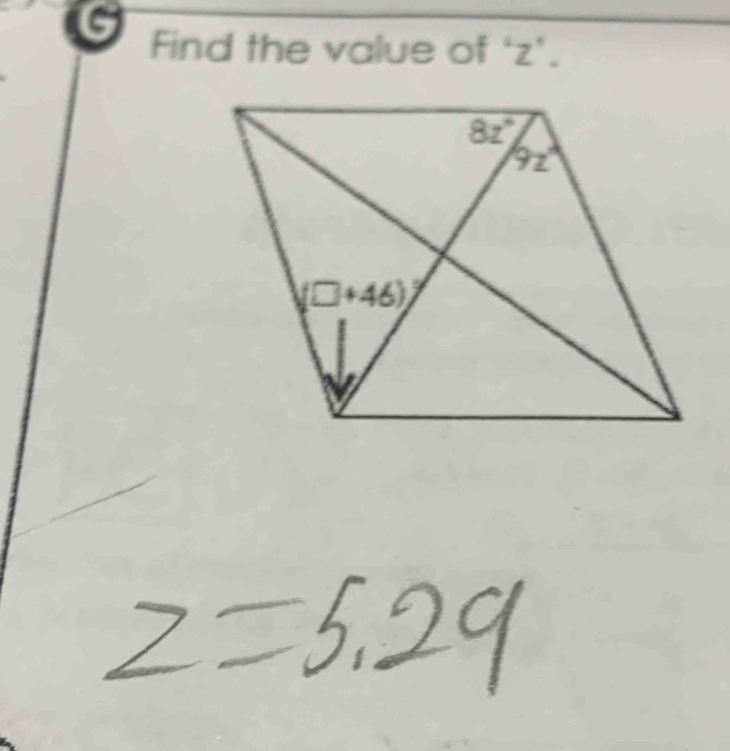 Find the value of ‘z’.