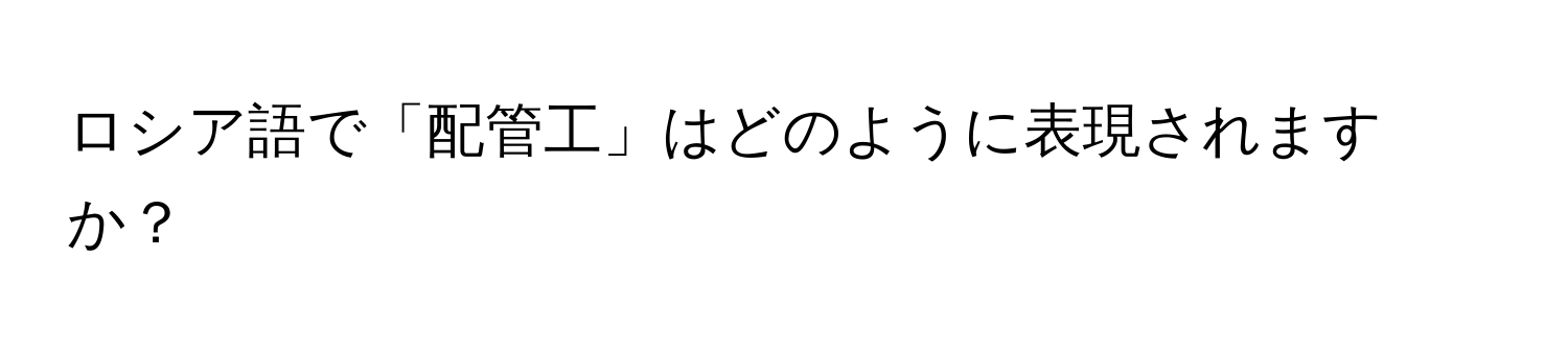 ロシア語で「配管工」はどのように表現されますか？