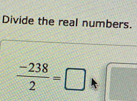 Divide the real numbers.
 (-238)/2 =□