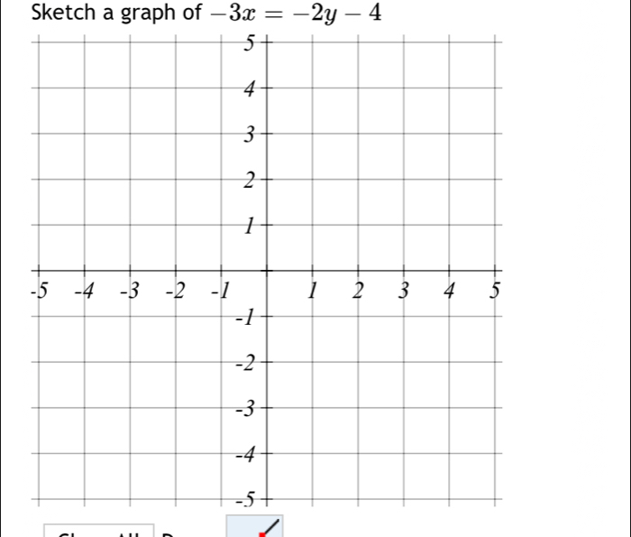 Sketch a graph of -3x=-2y-4