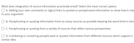 Solved: What does integration of source information practically entail ...