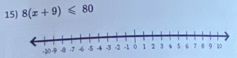 8(x+9)≤slant 80