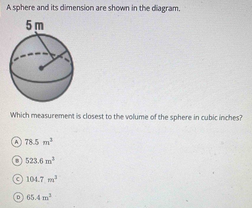 Solved: A sphere and its dimension are shown in the diagram. Which ...
