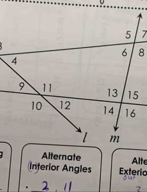 Alternate Alte
Interior Angles Exterio
.
2