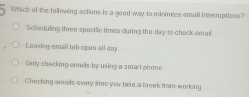 Solved: Which of the following actions is a good way to minimize email ...