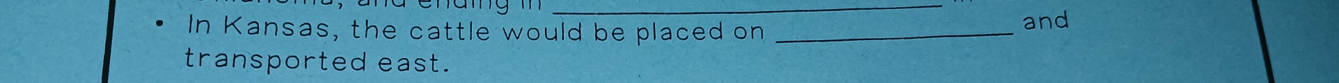 In Kansas, the cattle would be placed on _and 
transported east.