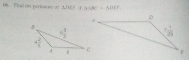 Find the perimeter of ADEF if △ ABC=△ DEF,