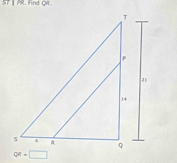 STparallel PR. Find QR.