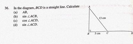 Solved: In the diagram, BCD is a straight line. Calculate (a) AB, (b ...