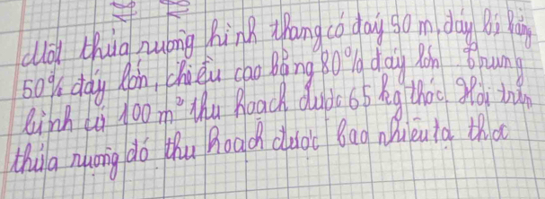 clloi zhug huóng hinQ thang có daù s0m dàn Bi xin
50% day Rohn, Chiǒu cao Bǎng 80 % dag Rón Brumg 
linh to 100m^2 Mu Roach dubt 65 Ag thao 9o, th 
thila nuong do thu hoach dot Bag Niouta that