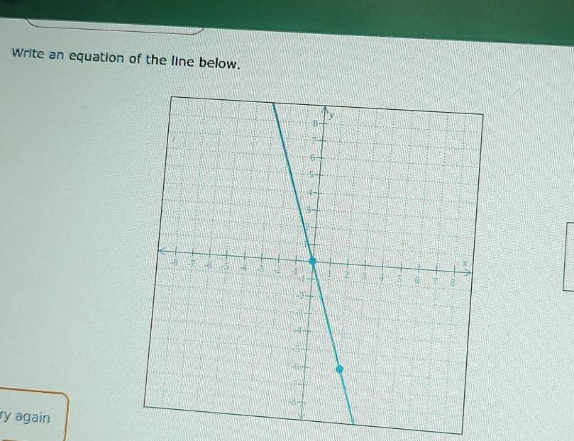 Write an equation of the line below. 
ry again