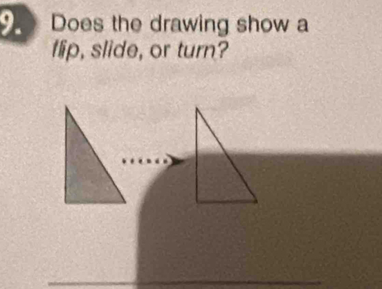 Does the drawing show a 
flip, slide, or turn?