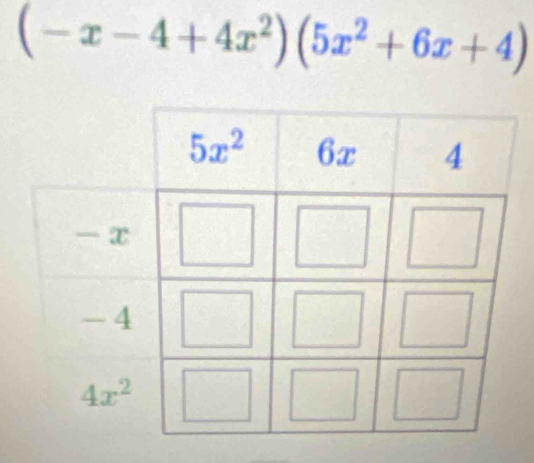 (-x-4+4x^2)(5x^2+6x+4)