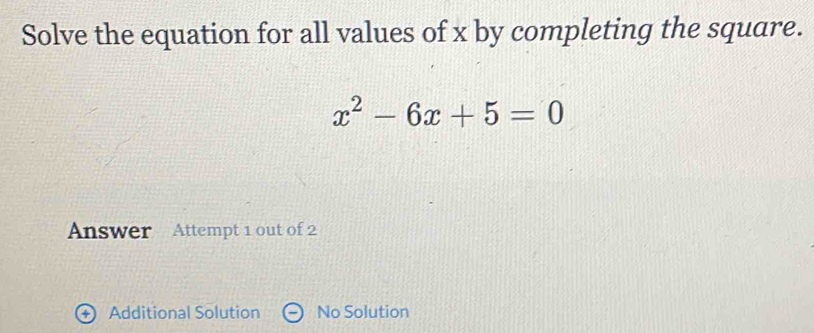X 2 6x 5 0