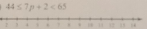 44≤ 7p+2<65</tex>
