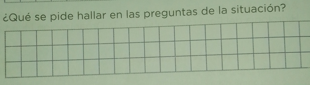 ¿Qué se pide hallar en las preguntas de la situación?