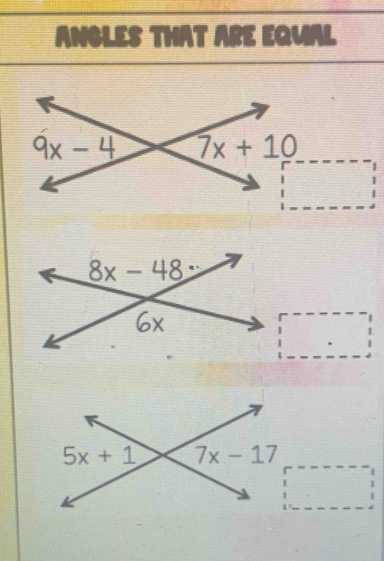 ANGLES THAT ARE EQUAL