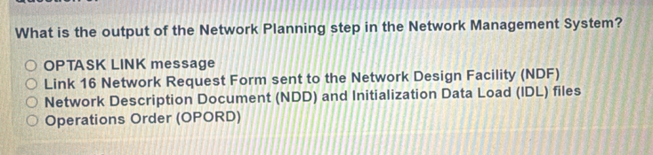 Solved: What is the output of the Network Planning step in the Network ...