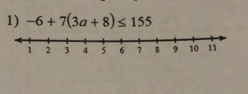 -6+7(3a+8)≤ 155