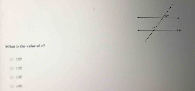 What is the value of x?
100
110
130
340