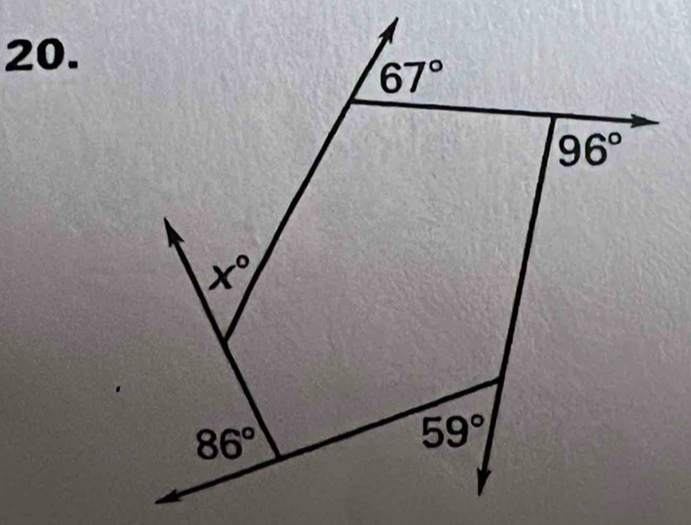 67°
96°
x°
86°
59°