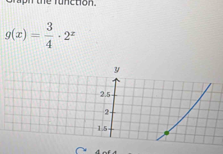 the runction.
g(x)= 3/4 · 2^x
4