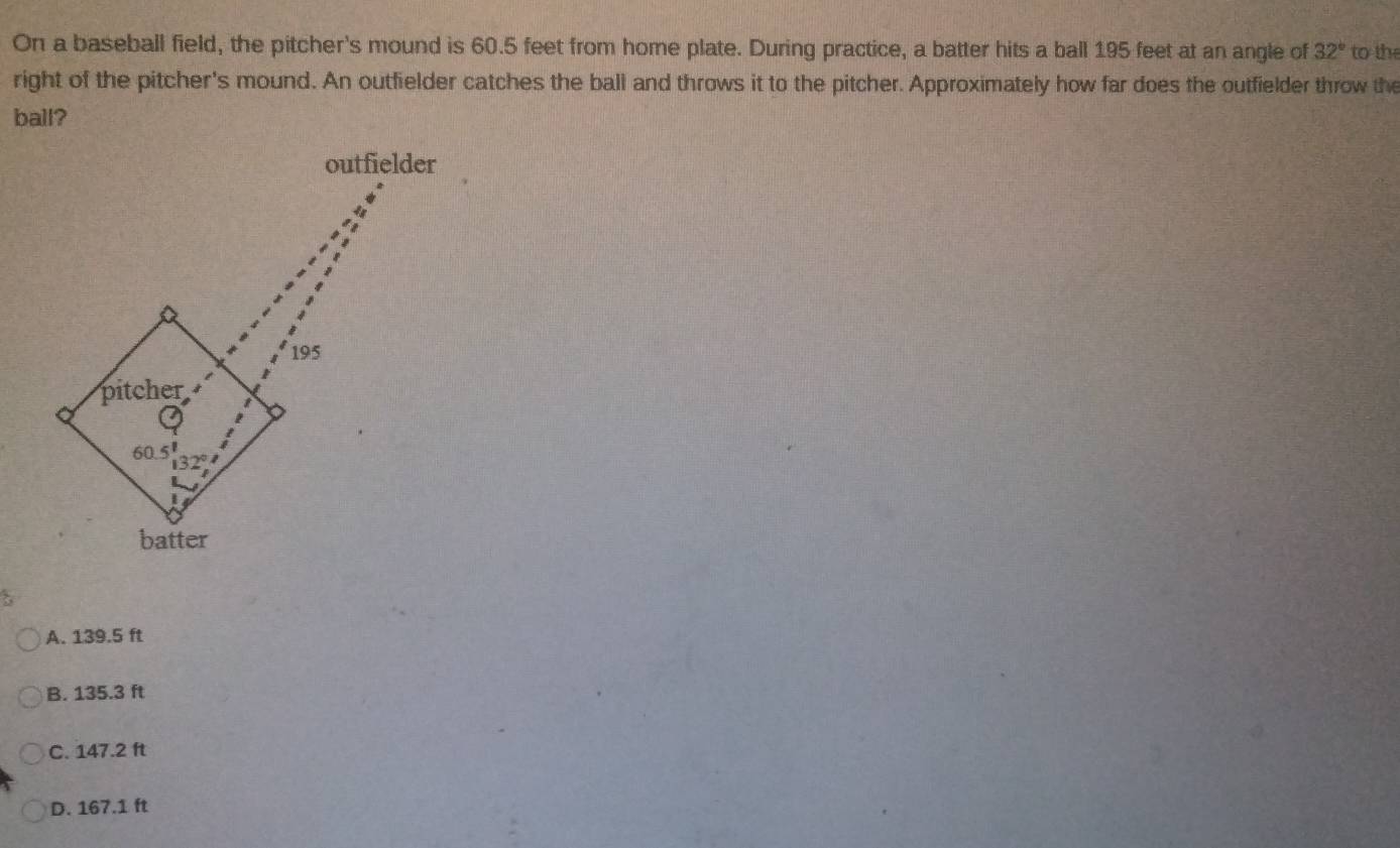 Solved: On a baseball field, the pitcher's mound is 60.5 feet from home ...
