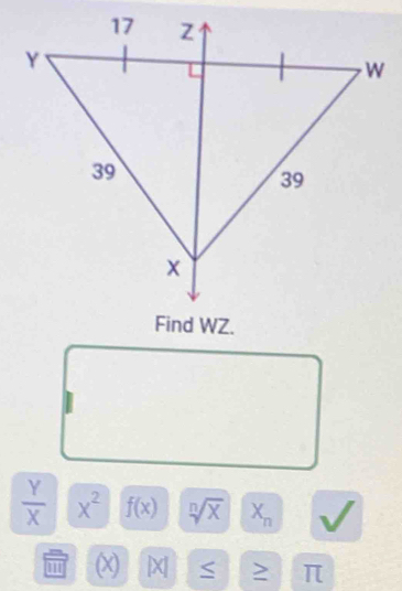  Y/X  x^2 f(x) sqrt[n](x) X_n
' (x) |X|
π