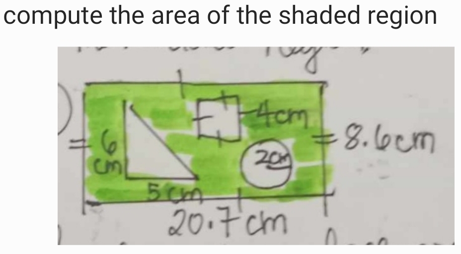 compute the area of the shaded region