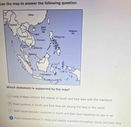 Solved: Use the map to answer the following question. Which statement ...