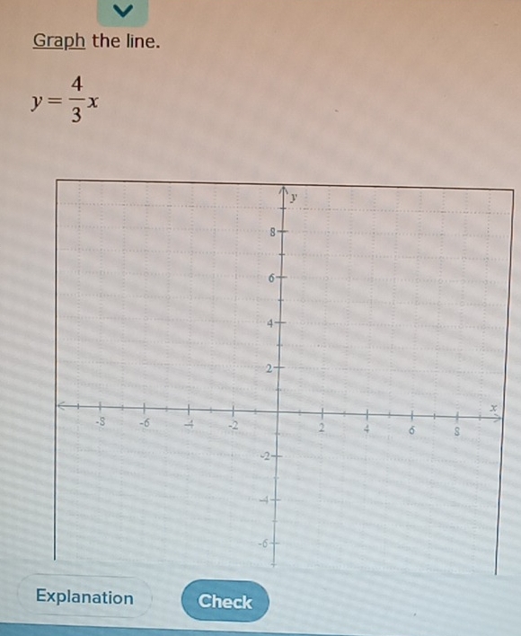 Graph the line.
y= 4/3 x
Explanation Check