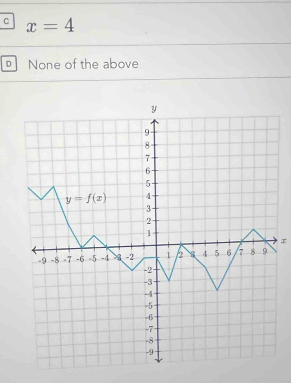 C x=4
D None of the above