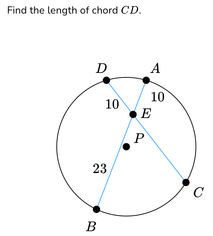 Find the length of chord CD.
B