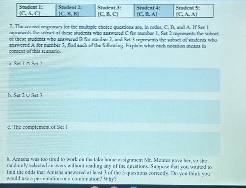 Solved: The correct responses for the multiple choice questions are, in ...