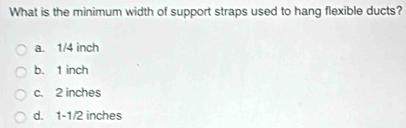 Solved: What is the minimum width of support straps used to hang ...