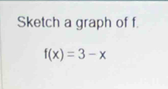 Sketch a graph of f.
f(x)=3-x