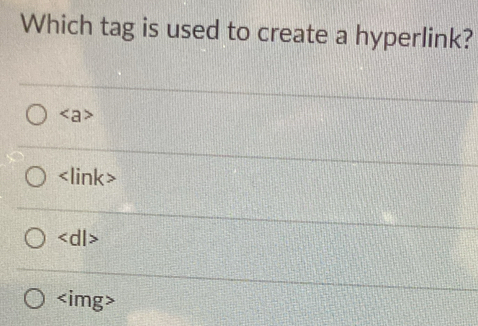 Which tag is used to create a hyperlink?

link