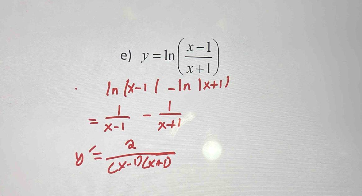 y=ln ( (x-1)/x+1 )