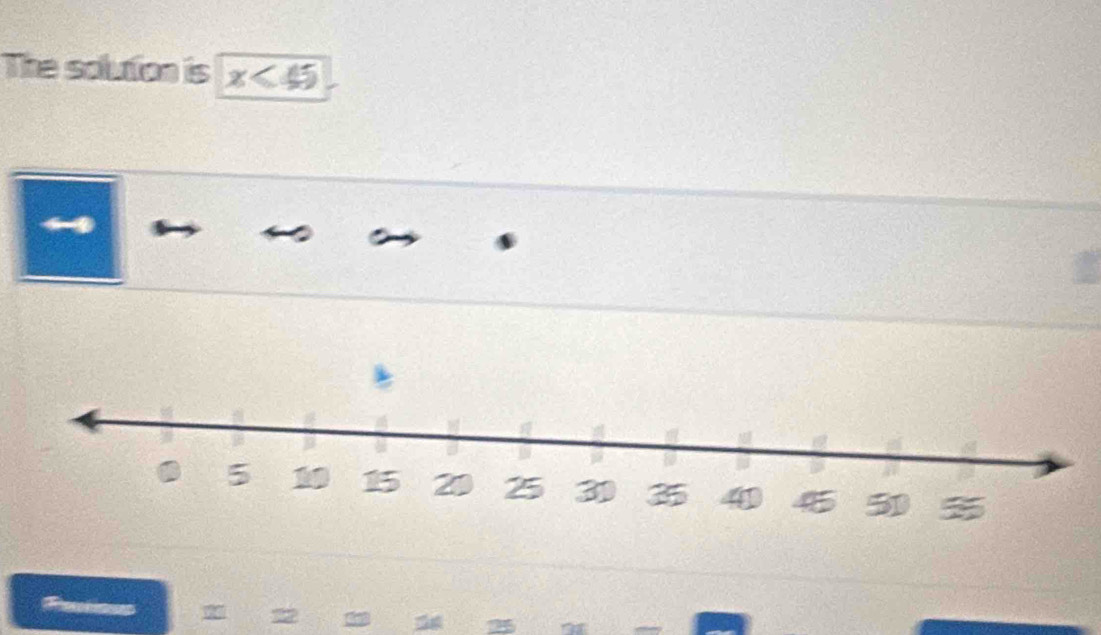 The solution is x<45</tex> 
—
∞ 22