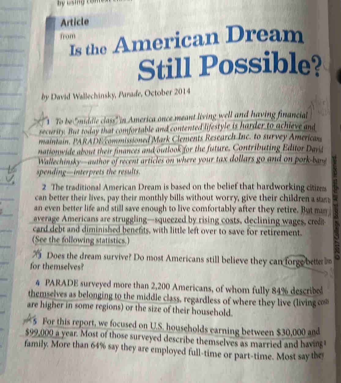 Solved by u sing c Article from Is the American Dream Still Possible