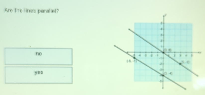 Are the lines parallel?
no
yes