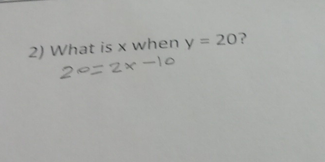 What is x when y=20 ?